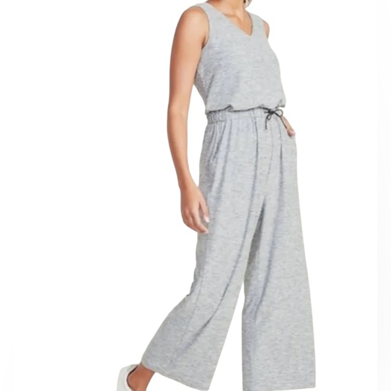 Old Navy Breath-On V Neck Women's Gray Wide Leg Jumpsuit Medium
